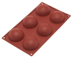Silikomart Bakmat 6 Halve Bollen ø 7 Cm Silicone Bruin
