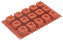 Silikomart Bakvorm 15 Vierkante Savarins 4,8 Cm Silicone Bruin