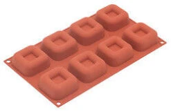 Silikomart Bakvorm 8 Vierkante Savarins 6,5 Cm Silicone Bruin
