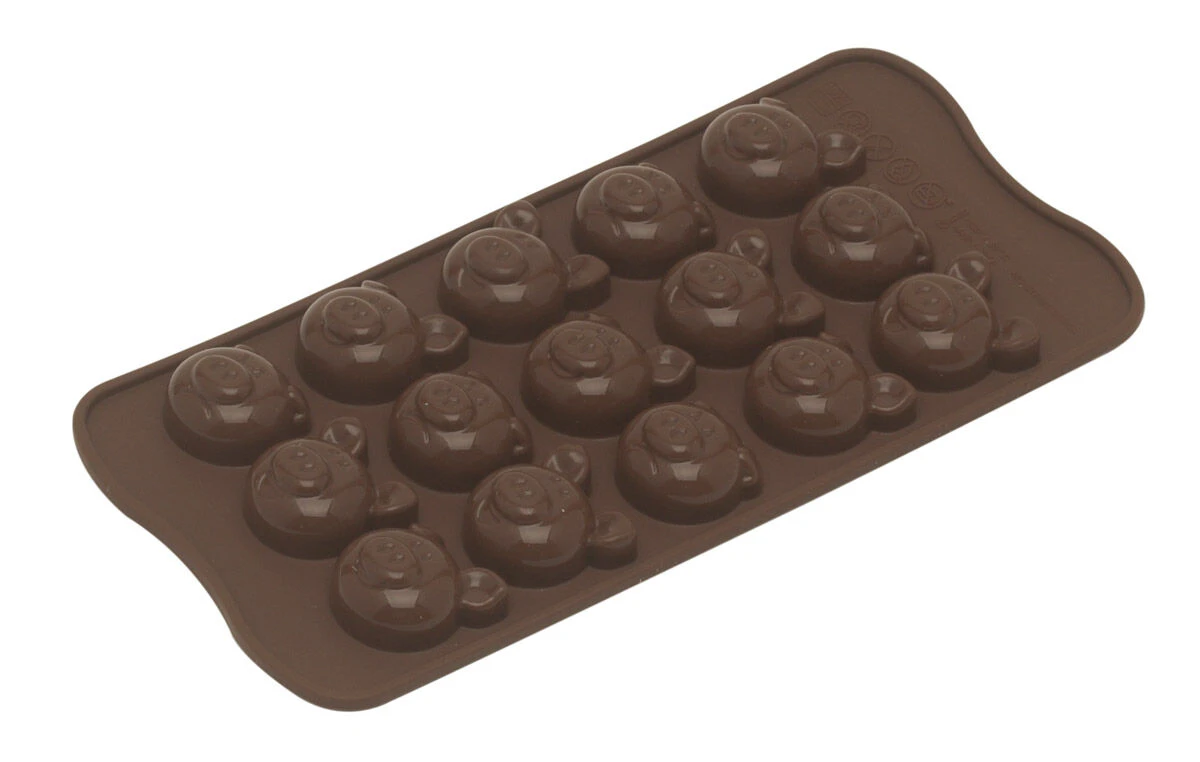 Silikomart Easy Choc Pigs Twist Bonbonvorm Silicone Bruin 3 Silikomart Easy Choc Pigs Twist Bonbonvorm Silicone Bruin