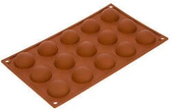 Silikomart Bakvorm 15 Halve Bollen ø 4 Cm Silicone Bruin