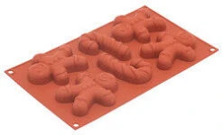 Silikomart Bakvorm 6 Gembermannetjes En Zuurstok Silicone Bruin