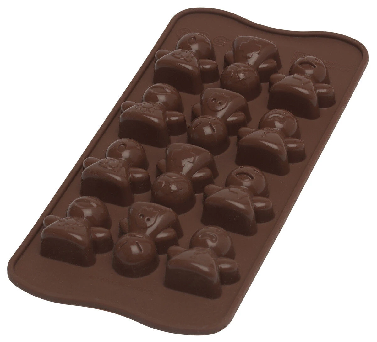Silikomart EasyChoc Moods Bonbonvorm 12 Poppetjes Silicone Bruin 2 Silikomart EasyChoc Moods Bonbonvorm 12 Poppetjes Silicone Bruin