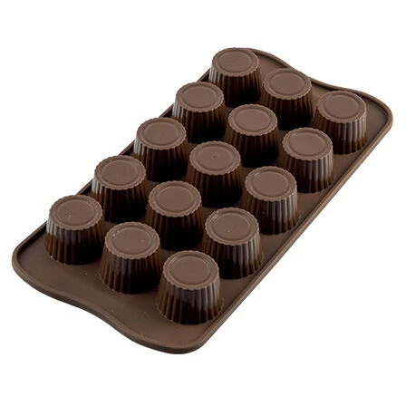 Silikomart EasyChoc Praline Bonbonvorm 15 Cilinders ø 3 Cm Silicone Bruin